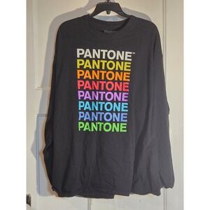 Pantone Mens Rainbow Logo Long Sleeve Graphic T-Shirt Black XXL PAN01LSTBK